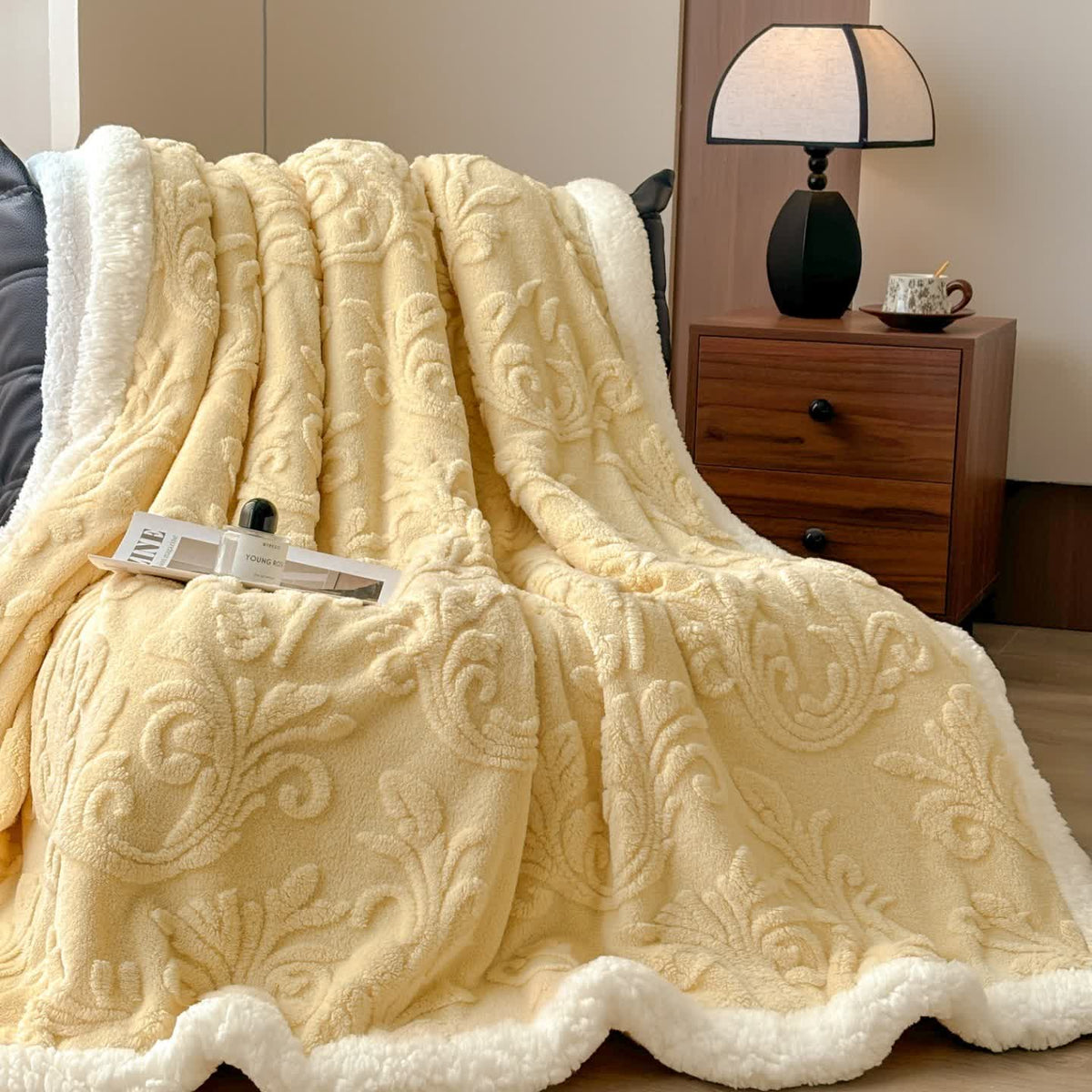 Ownkoti Embossed Fluffy Sherpa Throw Blanket - image 11