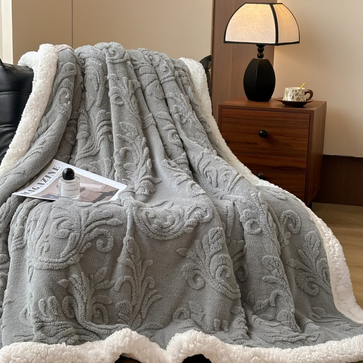 Ownkoti Embossed Fluffy Sherpa Throw Blanket - image 35