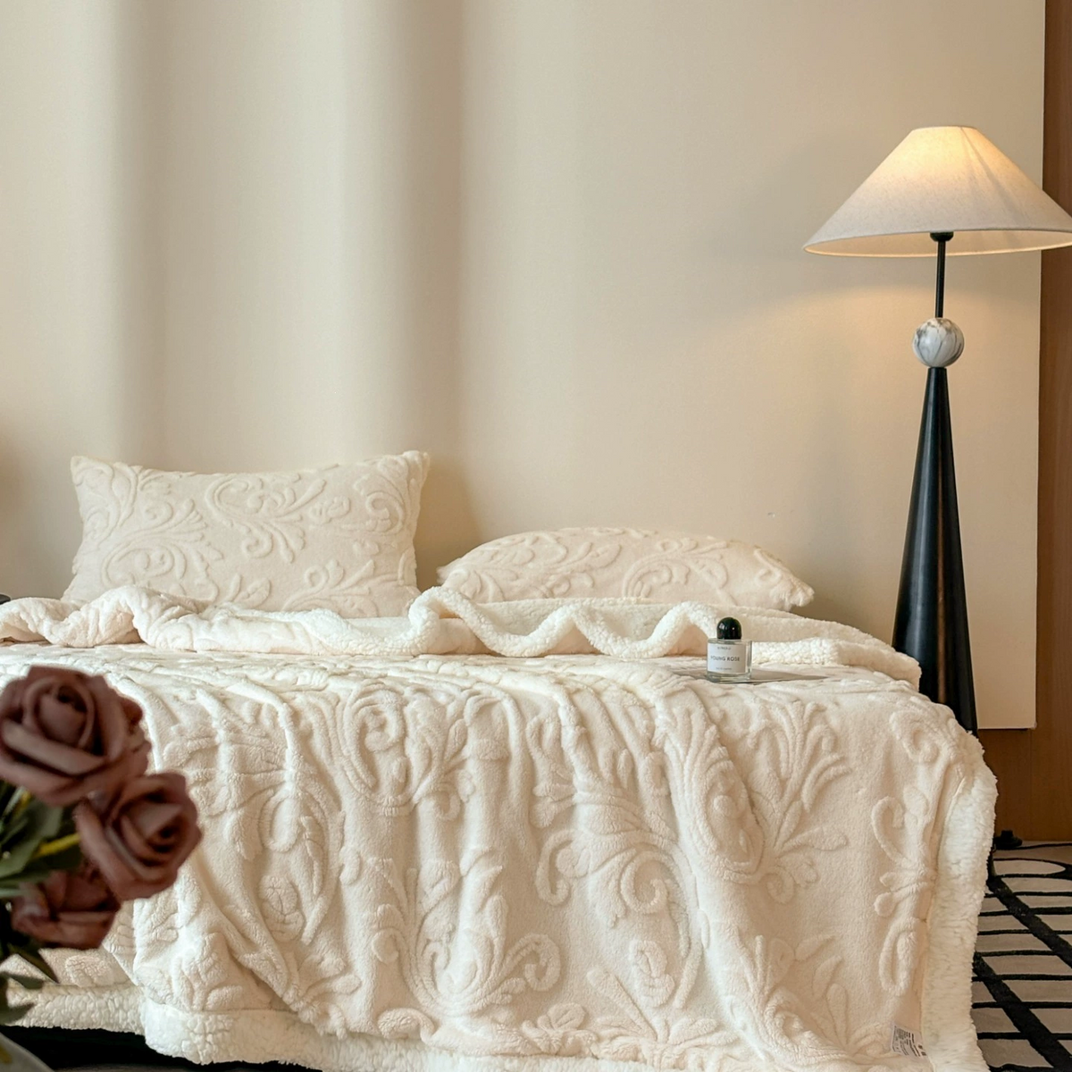 Ownkoti Embossed Fluffy Sherpa Throw Blanket - image 3