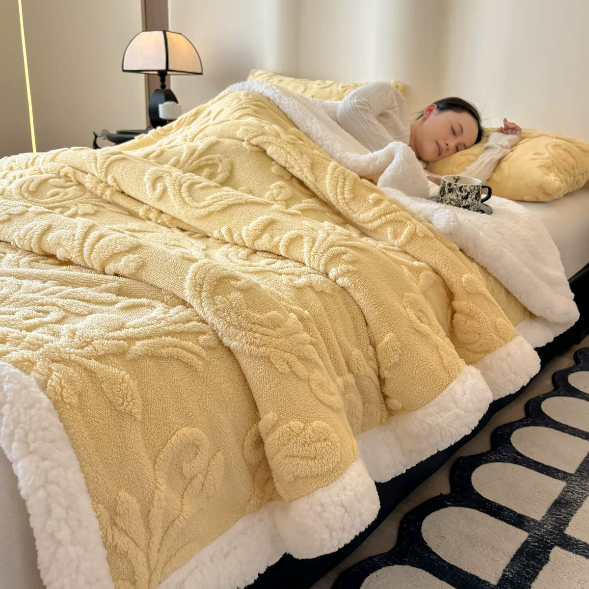 Ownkoti Embossed Fluffy Sherpa Throw Blanket - image 10