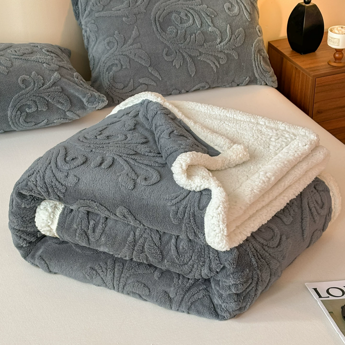 Ownkoti Embossed Fluffy Sherpa Throw Blanket - image 17