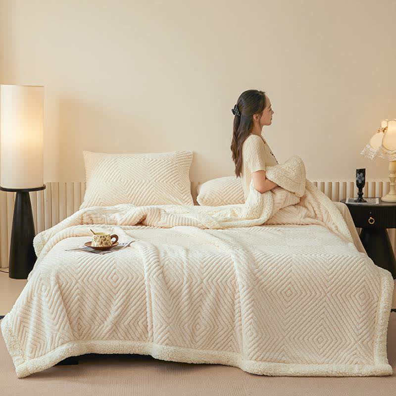Ownkoti Diamond-Weave Sherpa Throw Blanket - image 35