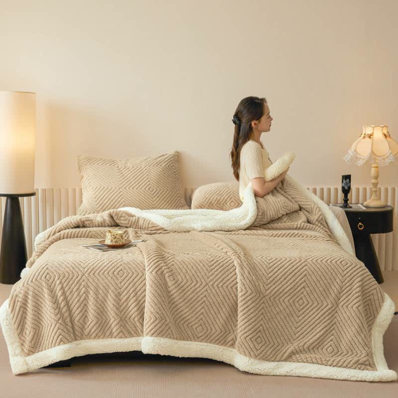 Ownkoti Diamond-Weave Sherpa Throw Blanket - image 1