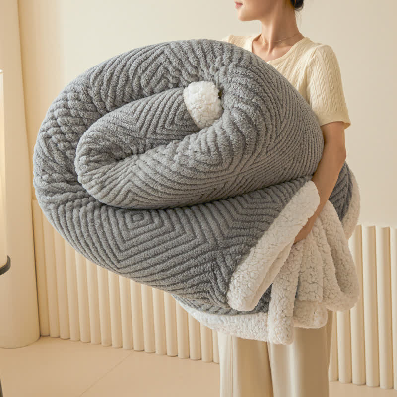 Ownkoti Diamond-Weave Sherpa Throw Blanket - Gray - 79"W x 90"L - image 10