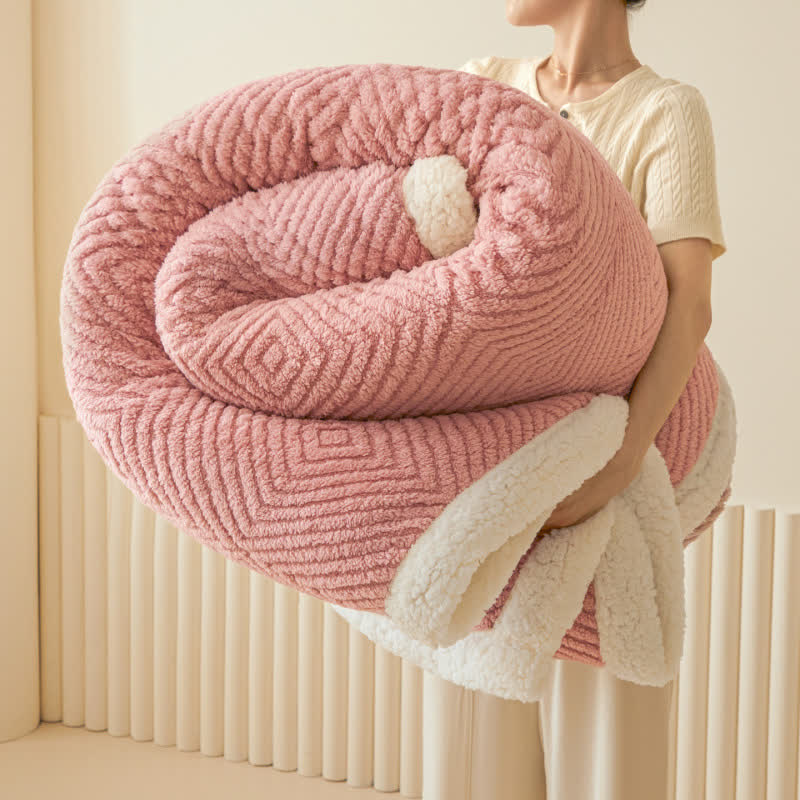 Ownkoti Diamond-Weave Sherpa Throw Blanket - Pink - 79"W x 90"L - image 15