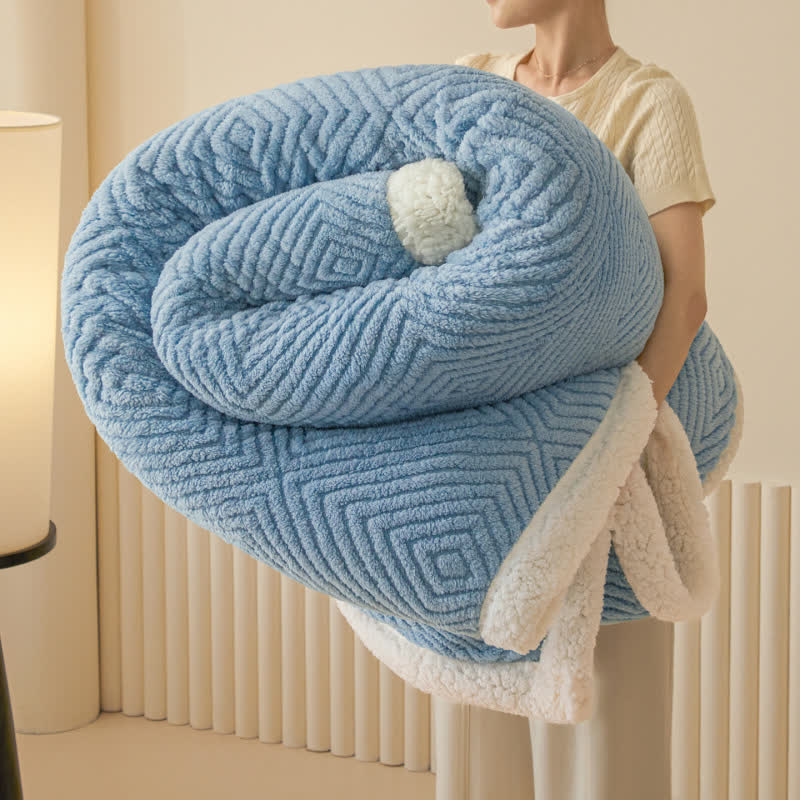 Ownkoti Diamond-Weave Sherpa Throw Blanket - Blue - 79"W x 90"L - image 29