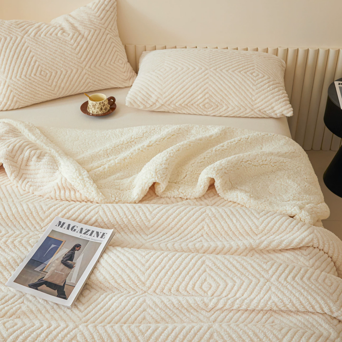 Ownkoti Diamond-Weave Sherpa Throw Blanket - image 39