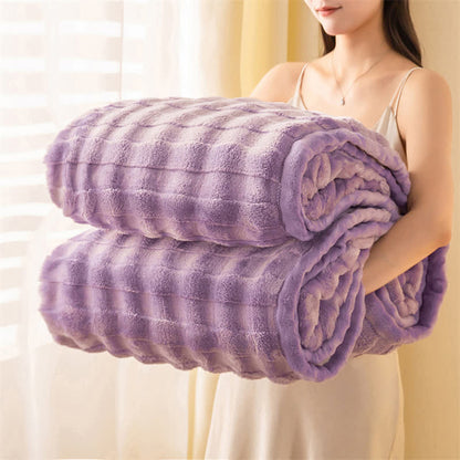 Ownkoti Grid Embossed Thickened Thermal Blanket - Purple - 79"W x 90"L - image 18