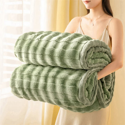 Ownkoti Grid Embossed Thickened Thermal Blanket - Green - 79"W x 90"L - image 12