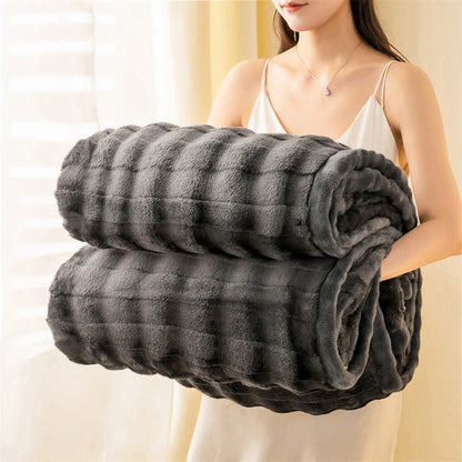 Ownkoti Grid Embossed Thickened Thermal Blanket - Dark Gray - 79"W x 90"L - image 21