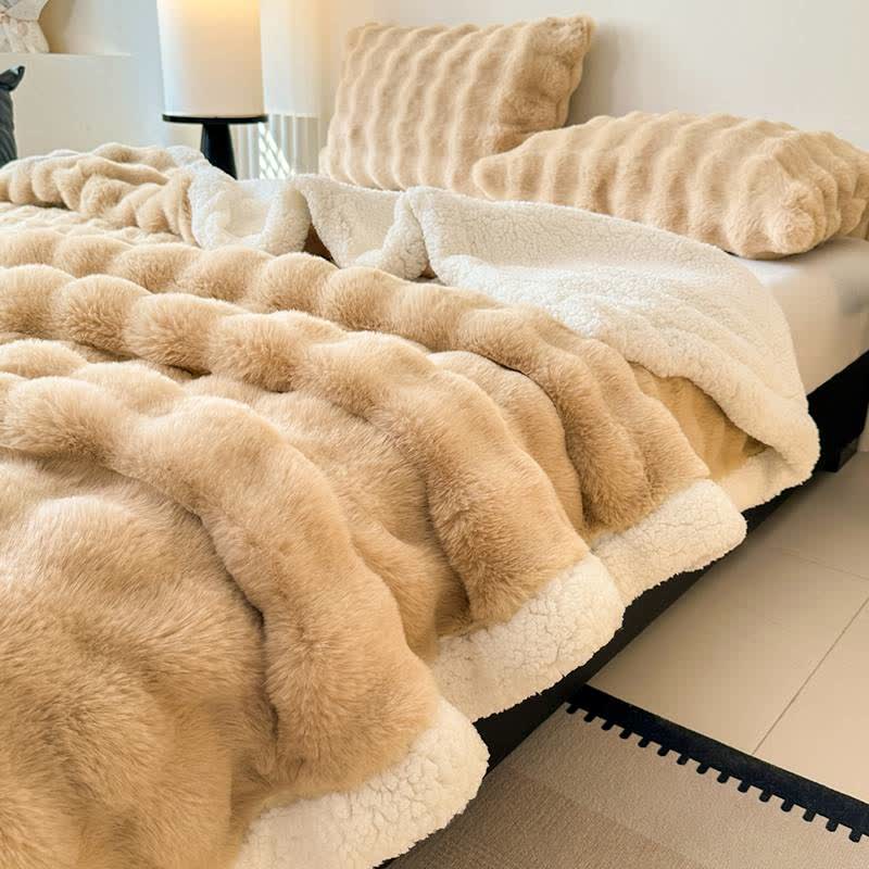 Ownkoti Wavy Plush Fleece Double-Layer Sherpa Blanket - image 3
