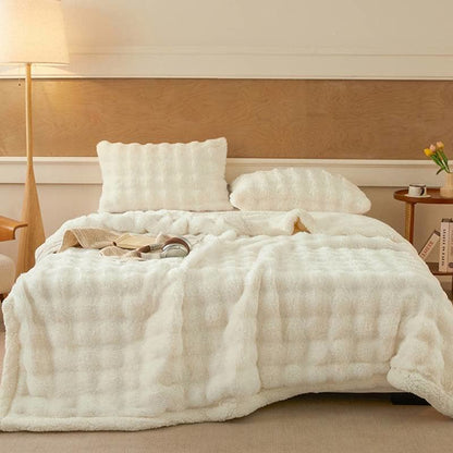 Ownkoti Wavy Plush Fleece Double-Layer Sherpa Blanket - White - 2PCS Pillowcases - 19" x 29" - image 8