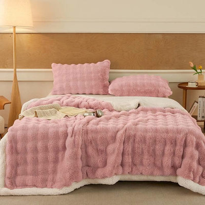Ownkoti Wavy Plush Fleece Double-Layer Sherpa Blanket - Pink - 2PCS Pillowcases - 19" x 29" - image 14