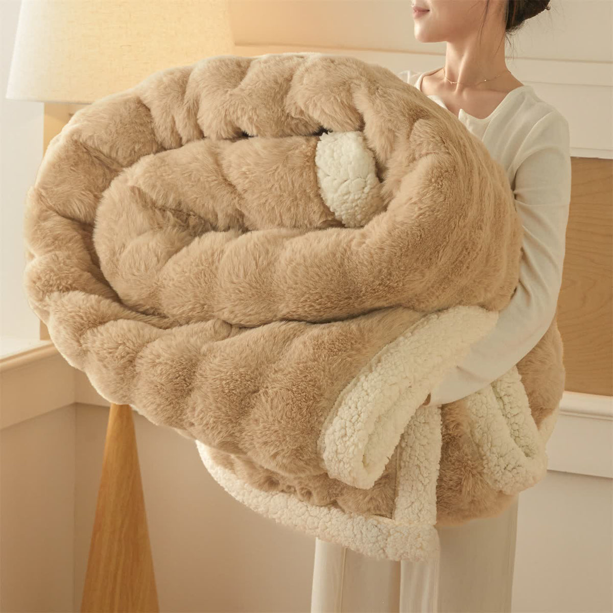 Ownkoti Wavy Plush Fleece Double-Layer Sherpa Blanket - image 0