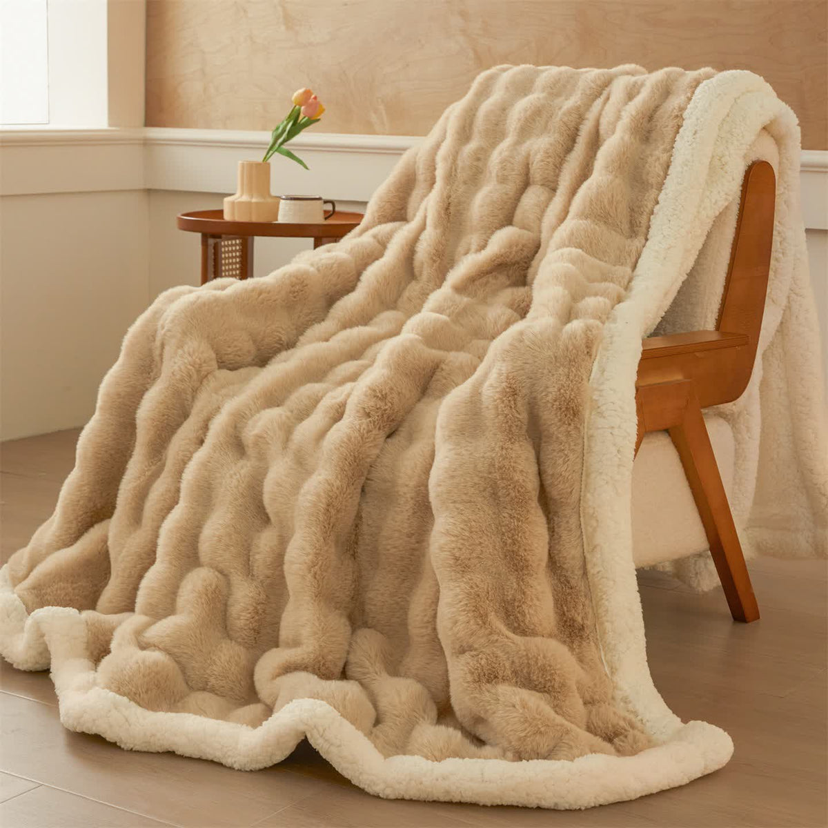 Ownkoti Wavy Plush Fleece Double-Layer Sherpa Blanket - image 5