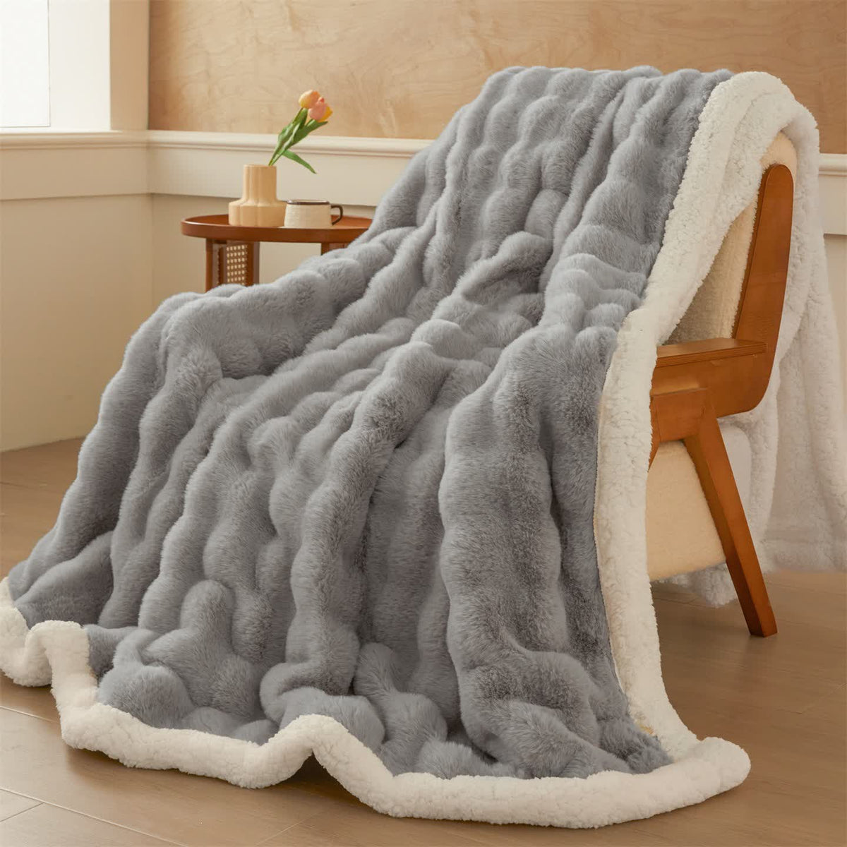 Ownkoti Wavy Plush Fleece Double-Layer Sherpa Blanket - image 11