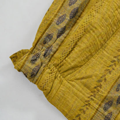 Ownkoti Yellow Striped Leaf Cotton Harem Pants - image 3