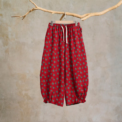Ownkoti Polka Dot Cotton Harem Pants - Red - XL - image 0