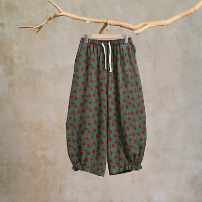 Ownkoti Polka Dot Cotton Harem Pants - Green - XL - image 6