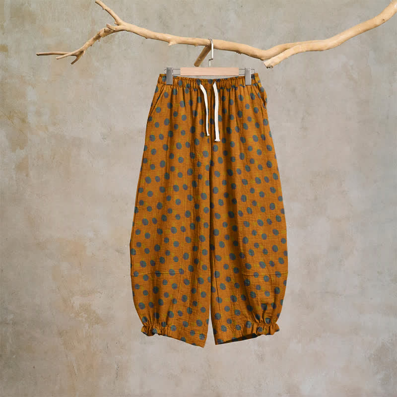 Ownkoti Polka Dot Cotton Harem Pants - Yellow - XL - image 18