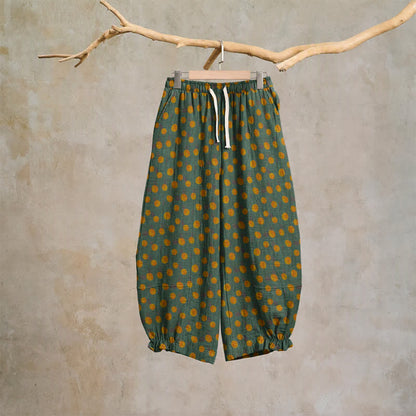 Ownkoti Polka Dot Cotton Harem Pants - Dark Green - XL - image 12