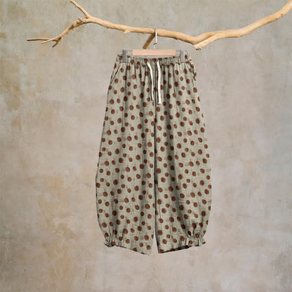 Ownkoti Polka Dot Cotton Harem Pants - Beige - XL - image 30