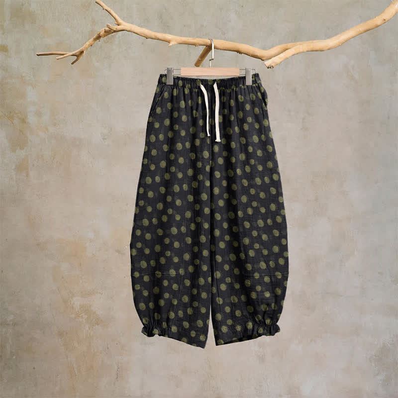 Ownkoti Polka Dot Cotton Harem Pants - Black - XL - image 36