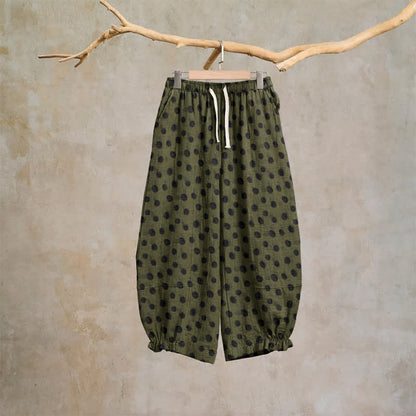 Ownkoti Polka Dot Cotton Harem Pants - Gray & Green - XL - image 42