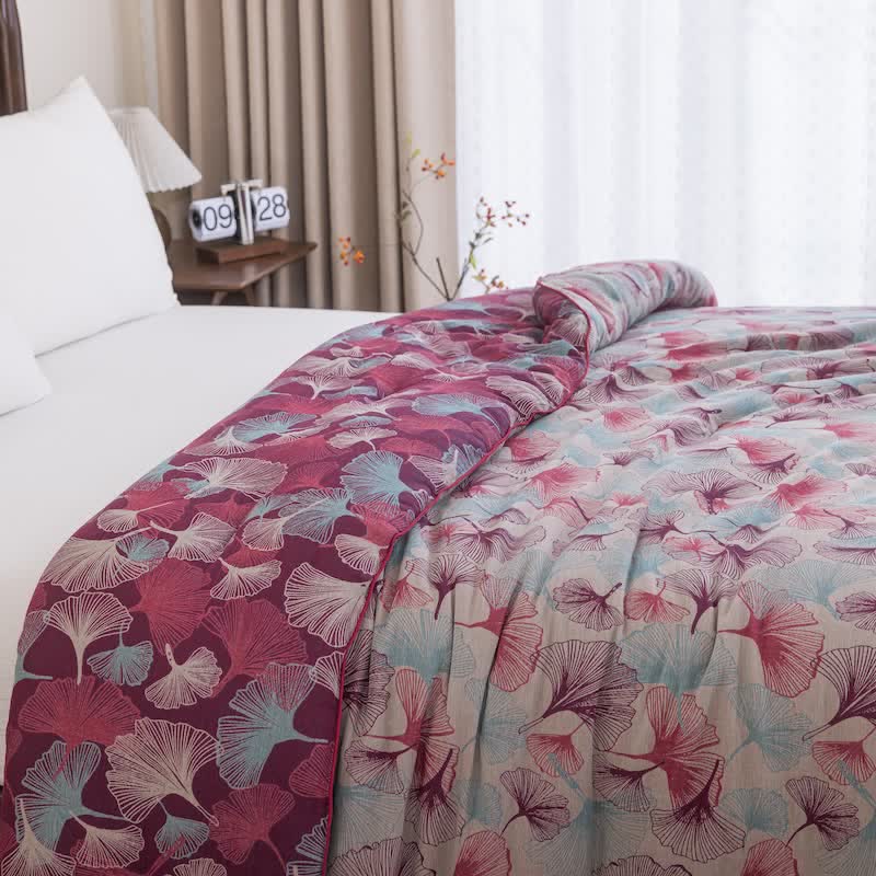 Ownkoti Watercolor Ginkgo Leaf Cotton Gauze Quilt - image 7