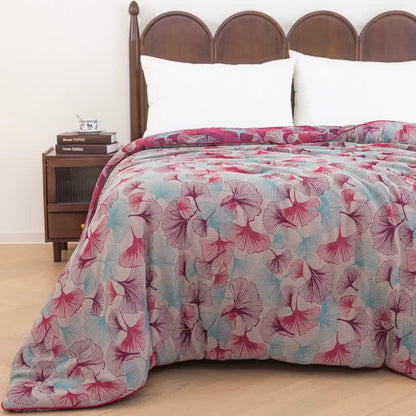 Ownkoti Watercolor Ginkgo Leaf Cotton Gauze Quilt - Beige - Spring & Autumn Quilt - King - image 6