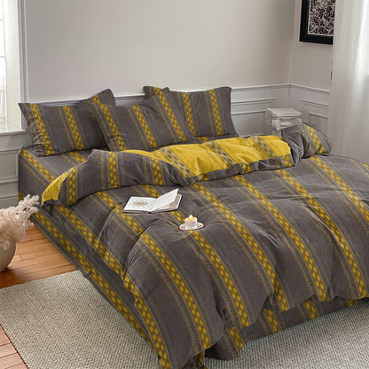 Ownkoti Reversible Striped Leaf Cotton Duvet Cover Bedding Set - image 7