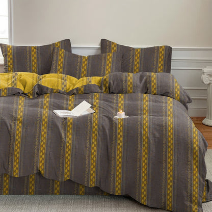 Ownkoti Reversible Striped Leaf Cotton Duvet Cover Bedding Set - image 6