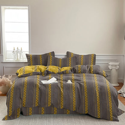 Ownkoti Reversible Striped Leaf Cotton Duvet Cover Bedding Set - image 8