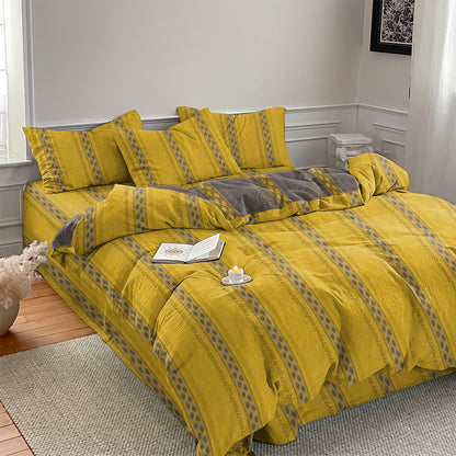 Ownkoti Reversible Striped Leaf Cotton Duvet Cover Bedding Set - image 2