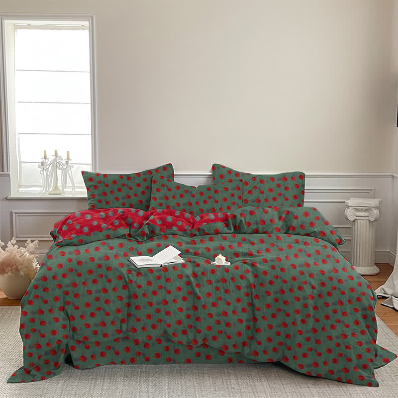 Ownkoti Polka Dot Reversible Cotton Duvet Cover Bedding Set - image 8