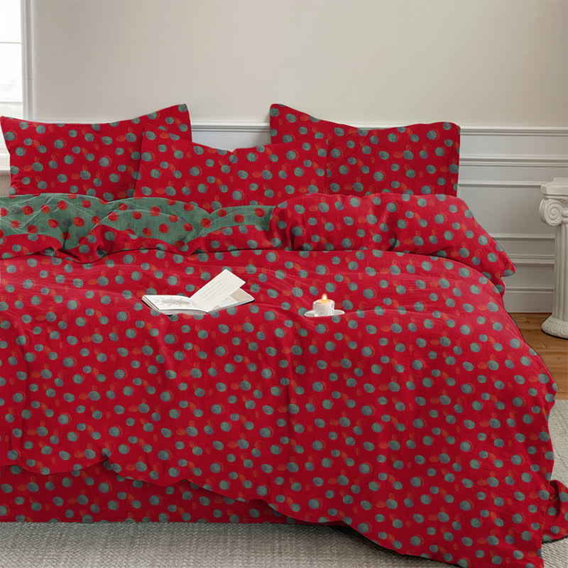 Ownkoti Polka Dot Reversible Cotton Duvet Cover Bedding Set - image 1