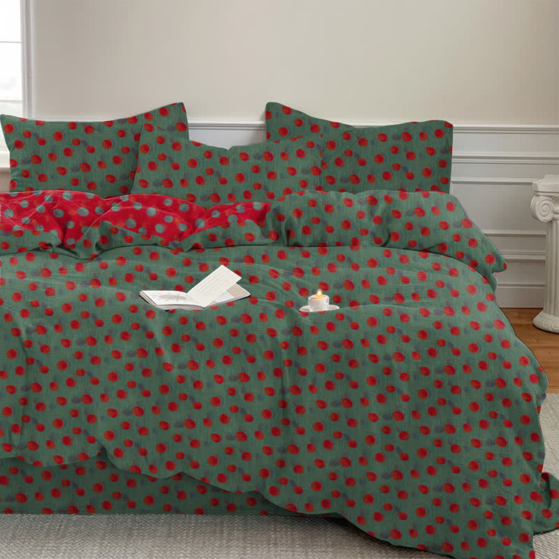 Ownkoti Polka Dot Reversible Cotton Duvet Cover Bedding Set - image 6