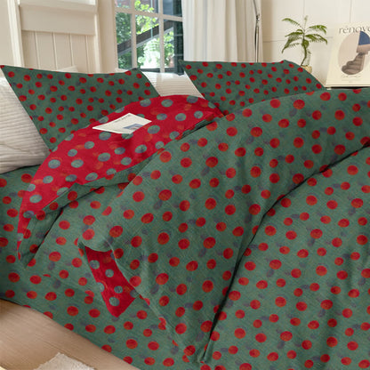 Ownkoti Polka Dot Reversible Cotton Duvet Cover Bedding Set - Green - Bedding Set(4PCS) - King - image 5