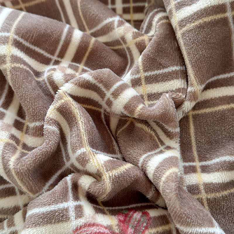 Ownkoti Brown Ruffle Plaid Bow Bedding Set - image 5