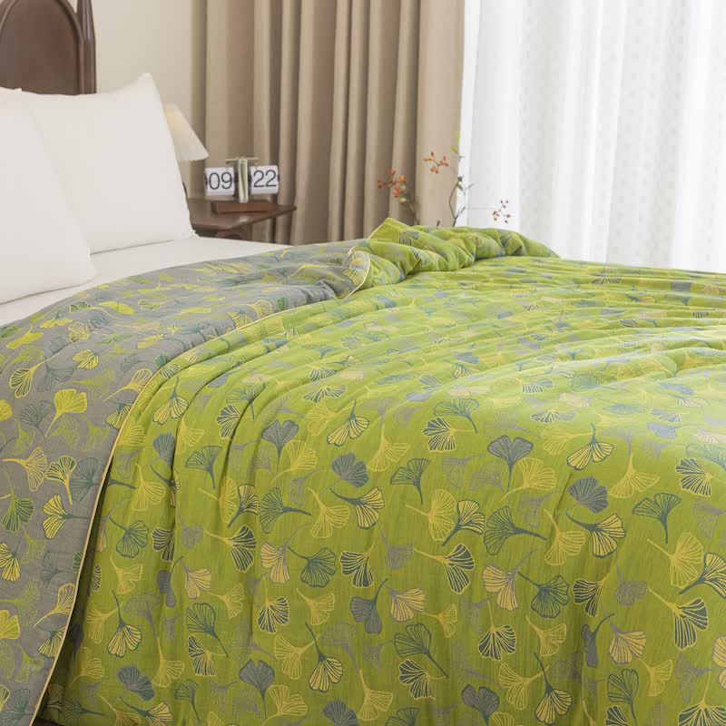 Ownkoti Green Ginkgo Leaf Cotton Gauze Quilt - image 4