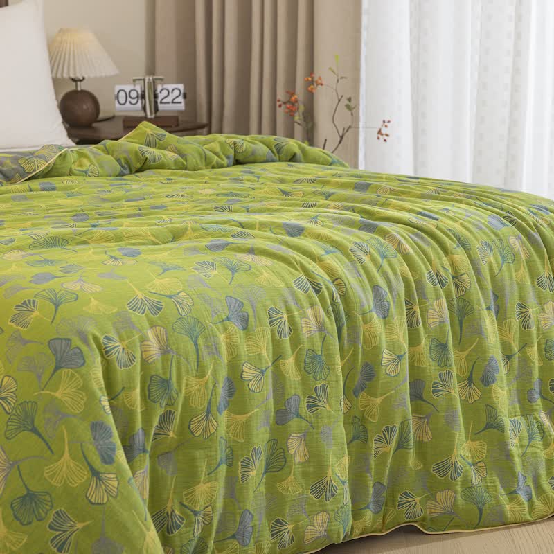 Ownkoti Green Ginkgo Leaf Cotton Gauze Quilt - image 10