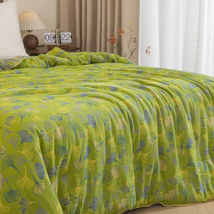 Ownkoti Green Ginkgo Leaf Cotton Gauze Quilt - image 10