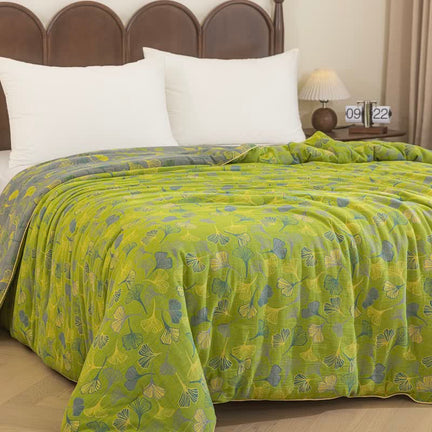 Ownkoti Green Ginkgo Leaf Cotton Gauze Quilt - image 0