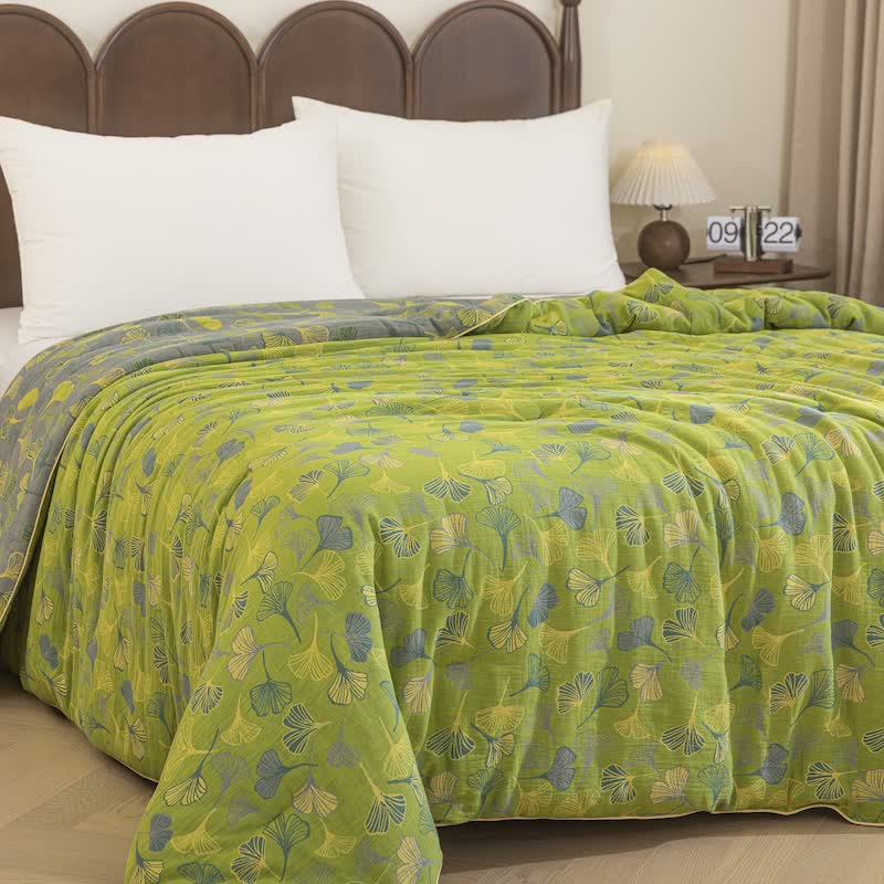 Ownkoti Green Ginkgo Leaf Cotton Gauze Quilt - image 9
