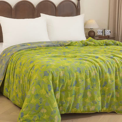 Ownkoti Green Ginkgo Leaf Cotton Gauze Quilt - image 9