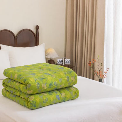 Ownkoti Green Ginkgo Leaf Cotton Gauze Quilt - Green - Spring & Autumn Quilt - King - image 6