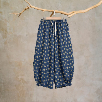Ownkoti Polka Dot Cotton Harem Pants - Blue - XL - image 48