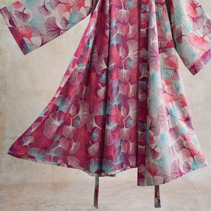 Ownkoti Artistic Ginkgo Leaf Kimono Loungewear Robe - image 12