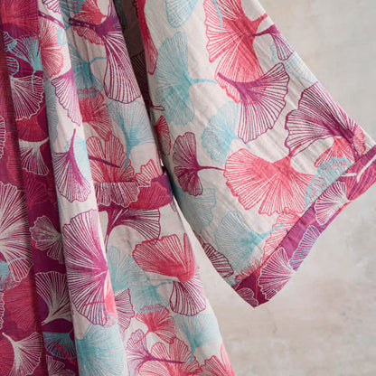 Ownkoti Artistic Ginkgo Leaf Kimono Loungewear Robe - image 11