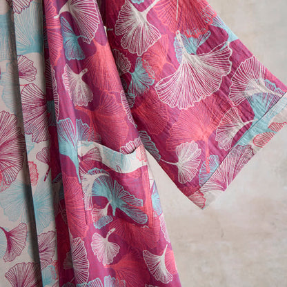Ownkoti Artistic Ginkgo Leaf Kimono Loungewear Robe - image 4